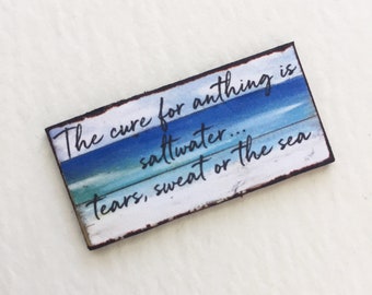 Miniature Beach Sign 1:12 Scale for Dollhouse The Cure For Anything is Saltwater