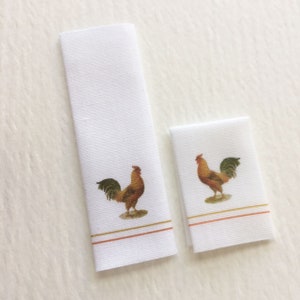 1/24, 1/12 or 1/6 Scale Miniature  Rooster Kitchen Towel for Dollhouse