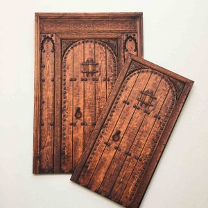 Miniature Massive Oak Door Wood Look  Paper Faux Prop Door With or Without Frame  in 1:12 Scale or Half Scale