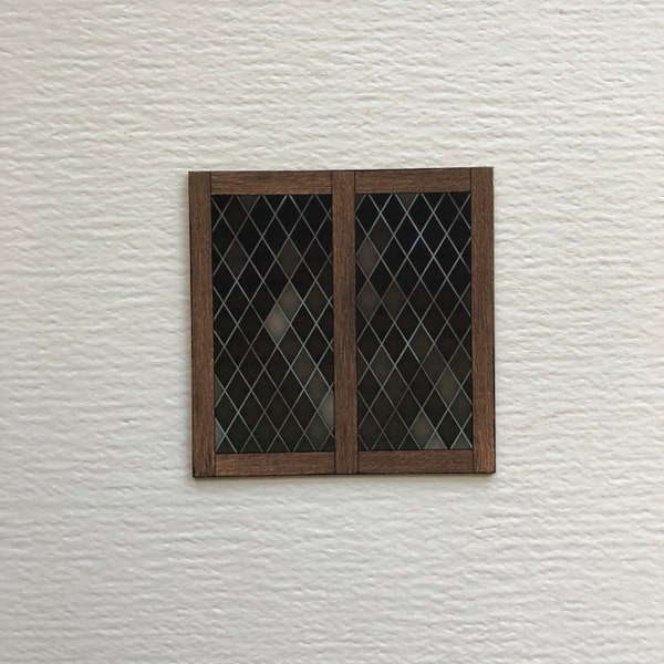 Faux Miniature Tudor Style PAPER Window 1/24,  1/12  or 1/6 Scale Prop