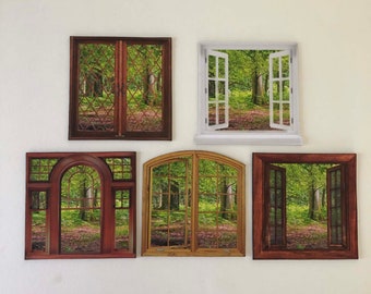 Windows With Spring Landscape View, PAPER Miniatures  Set # TWO