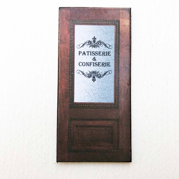 Miniature French Bakery Patisserie Confiserie Faux PAPER Prop Door 1:12 or Half Scale for Roombox or Diorama