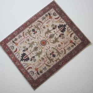 Miniature Oriental Carpet in Beige and Red in 1/24, 1/12 and 1/6 Scale Sizes