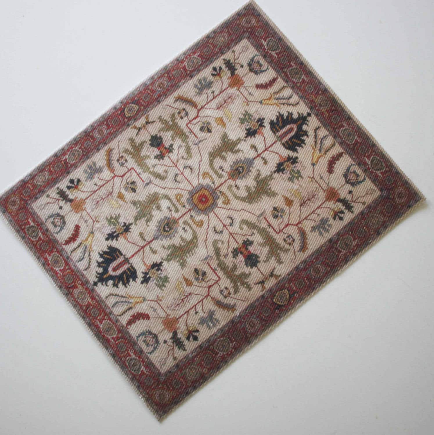 Carpet Rug Oriental Persian Design Dollhouse Miniature Art 6.3"x3.8" 1:12 Scale 