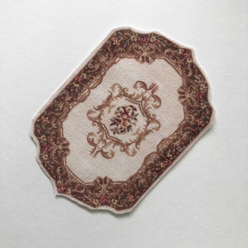 Miniature Elegant Shaped Rug in Choice of Colors and Sizes to Fit Most Scales cream