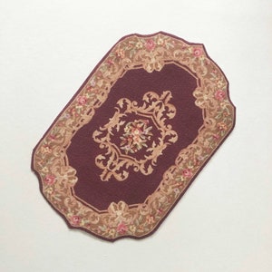 Miniature Elegant Shaped Rug in Choice of Colors and Sizes to Fit Most Scales burgundy