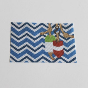 Miniature Nautical Chevron and Buoys Doormat or Rug 1/24 and 1 /12 Scale for Dollhouse