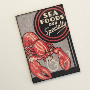 Signo en miniatura Sea Foods Nuestra especialidad Diseño rústico vintage para restaurantes o decoración costera en varios tamaños de escala