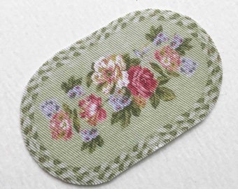 Miniature Rug for Dollhouse Oval Floral Braided Look Cottage Chic in Sizes to Suit Several Scale Rooms