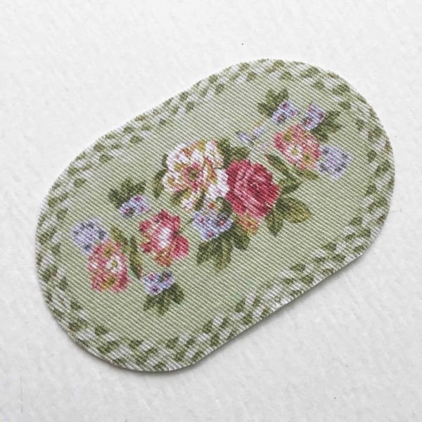 Miniature Rug for Dollhouse Oval Floral Braided Look Cottage Chic in Sizes to Suit Several Scale Rooms