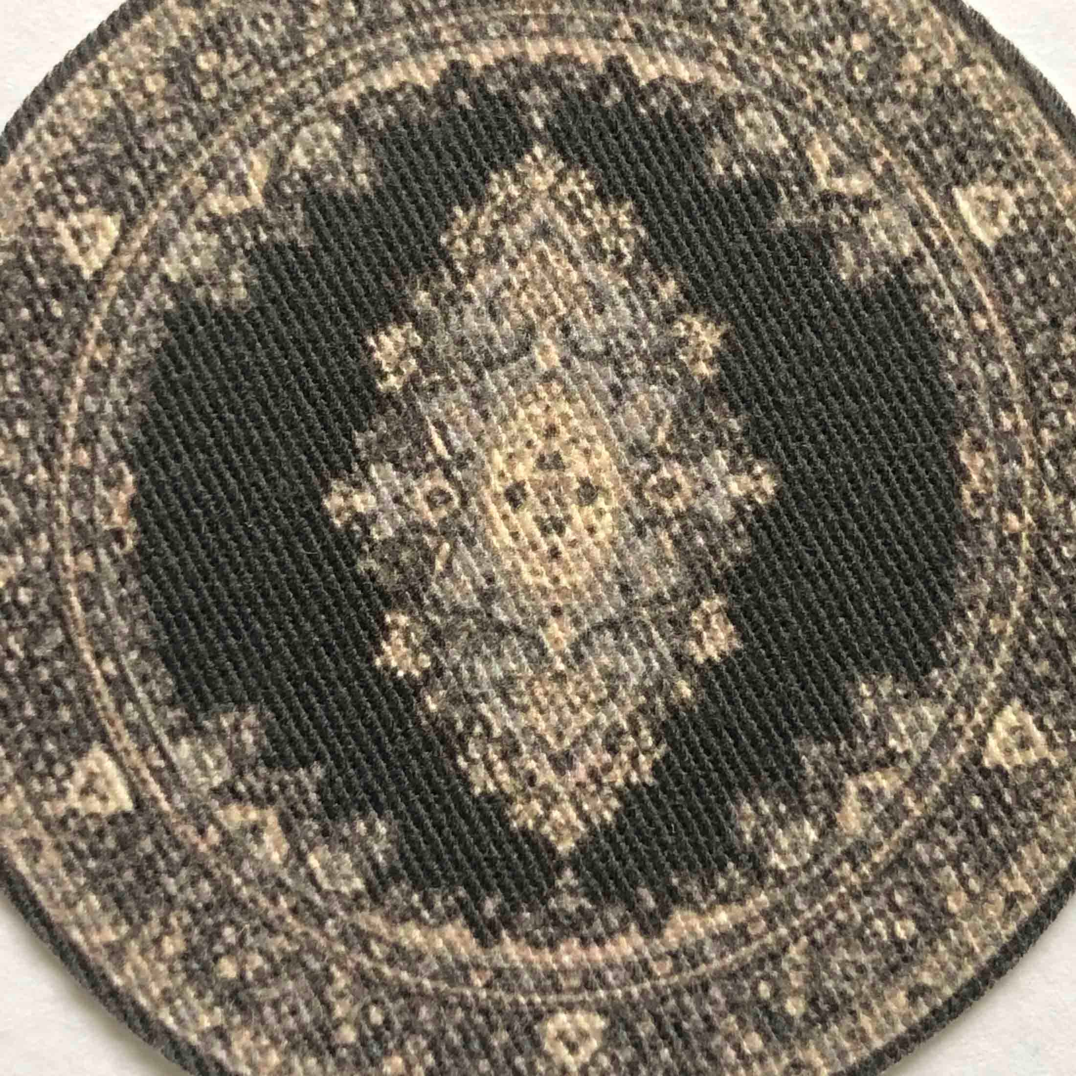 Round Dollhouse Miniature Rug in Black and Beige - Etsy