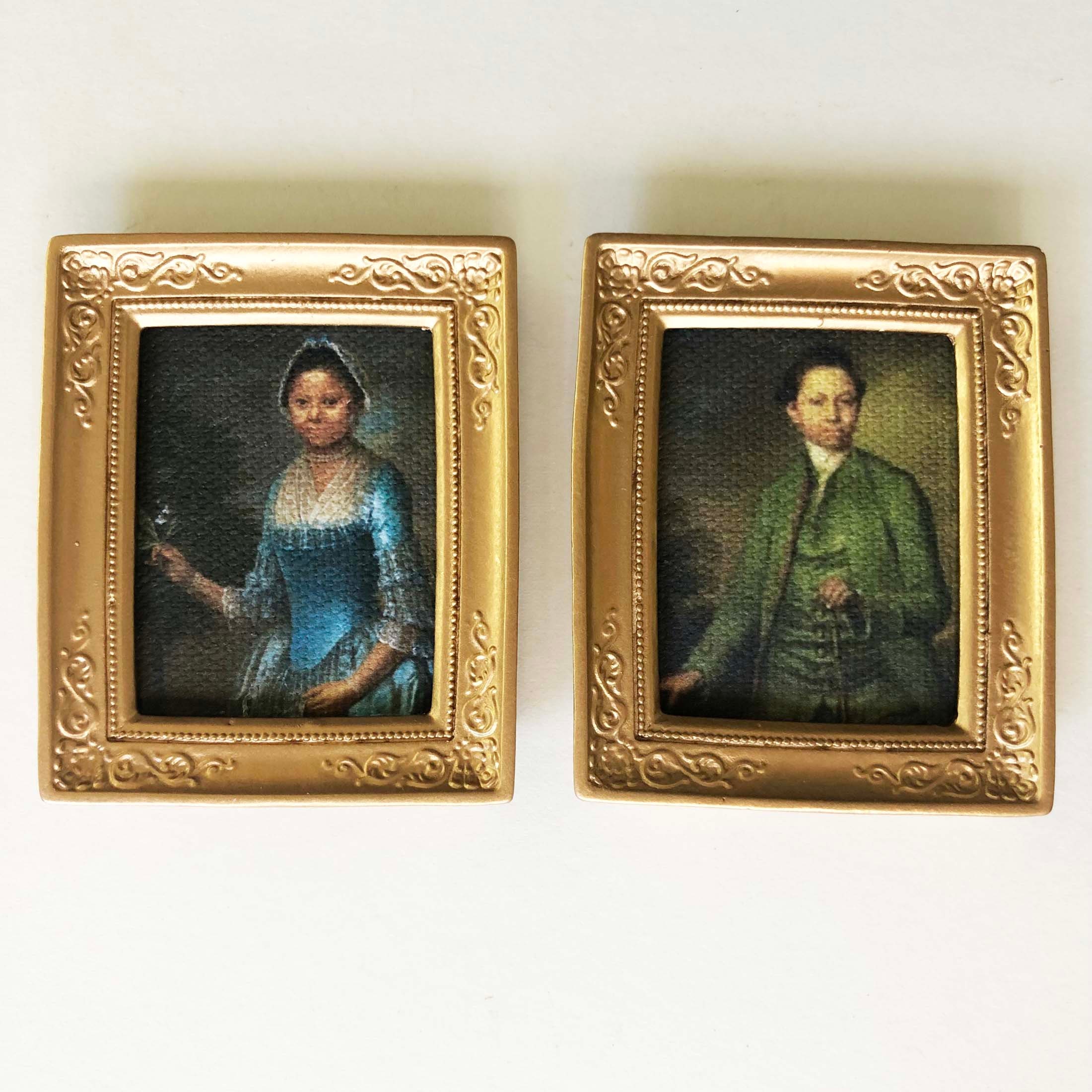 1770年代の女性と男性の金枠ミニチュア肖像画 - Etsy 日本