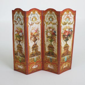 Miniature French Floral Urn  Fabric Room Screen in 1/24 and 1/12 Scale