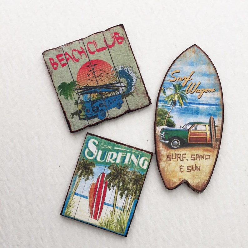 DOLLHOUSE 1:12 #1 Miniature 3-D Beach Picture Sign /"Flamingo Beach/"