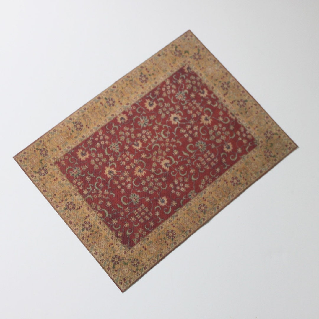 Miniature Oriental Rug in Red and Gold for 1/24, 1/12 and 1/6 Scale