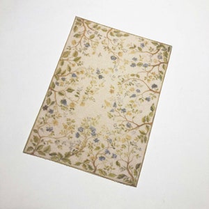 Miniature Rug Delicate Floral Blues Golds Greens on Ecru in Sizes for Half Scale, 1:12 Scale, or  Playscale