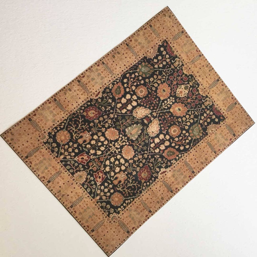 Dollhouse Miniature Oriental Rug in Midnight and Gold Etsy