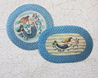 Miniature Mermaid Rug, Braided Look, Dollhouse Scale 1:12 or 1∶6
