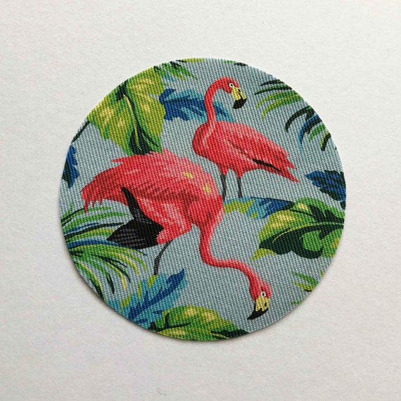 Miniature Round Rug With Retro Pink Flamingos And Green Hong Kong Miniature Round Rug With Retro Pink, 24 Round Rug Pink