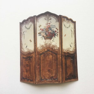 Miniature French Dressing Screen Room Divider PAPER Reproduction 1/24 or 1/12 Scale  and NEW 1/6 Scale