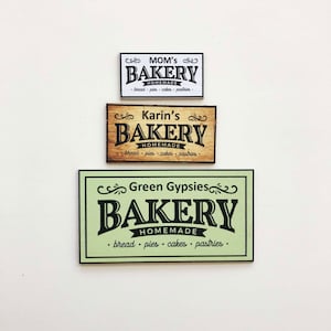 Letrero de panadería personalizado en miniatura con elección de color y tamaño