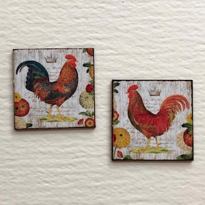 Decoración de pared con gallo de cocina de estilo francés en miniatura para casa de muñecas, escala 1/24, 1/12 o 1/6