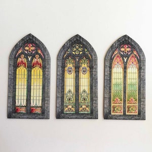 Gothic Cathedral Stained Glass Window: Paper Miniature (1/48, 1/24, 1/12, 1/6 Scale)