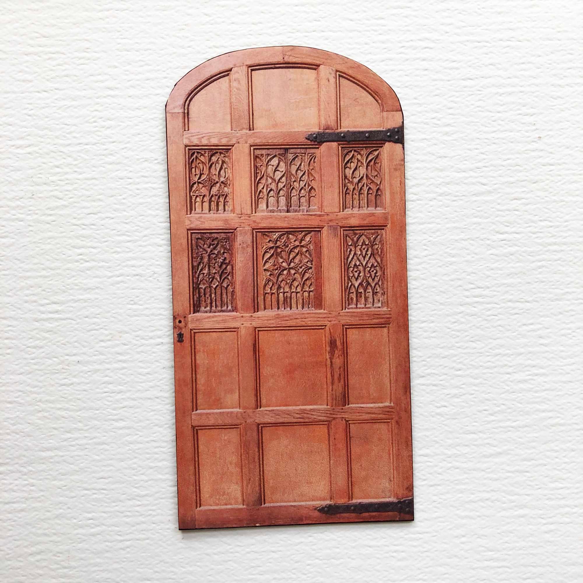 Miniature Arched Door Wood Look 1920s Era Tudor Design Faux Paper