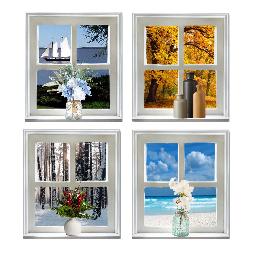 Paper Window Large Miniature PAPER White Framed Window With Choice of View and Size - Etsy
