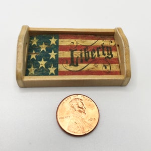 Patriotic Liberty  Miniature  1:12 Scale Natural Wood Decorative Serving Tray