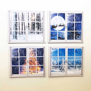 Frosty Winter Windows  in Faux White Framed PAPER Miniatures