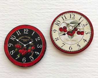 Miniature Retro Style Faux  Clock 1/24 and 1/12 Scale With Cherries