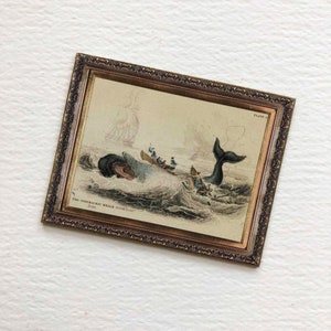 Miniatuurpapieren ingelijste vintage walvisprint