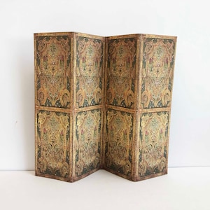 Miniature  PAPER Reproduction of a  Medieval Tooled Leather  Design Room Screen Divider in 1/24 or 1/12 Scale
