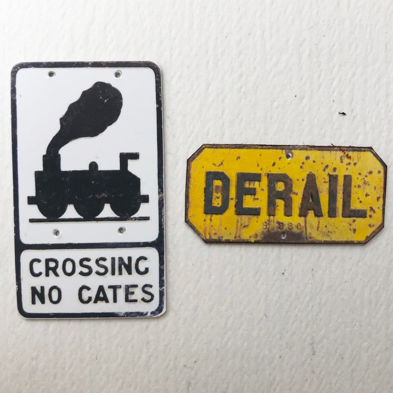 Mini Train Sign Miniature Railroad Signs: Vintage Style for Dollhouse, Train Set - Etsy