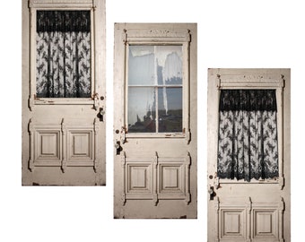 Victorian Eastlake Wood and Stained Glass Look PAPER Prop Doors in Miniature Scale