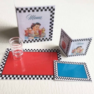 Miniature 50's Retro Mid Century Diner Set in Two Sizes for Dollhouse or Playscale