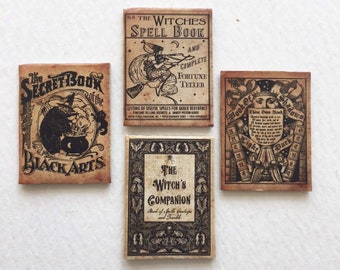 1:12 Scale Witches Spell Book Set for Dollhouse Haunted Mansion or Witches Library