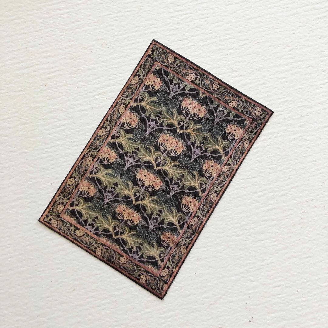 Hand Crafted Miniature Rugs Miniature Arts and Crafts Rug, Black, Green and Peach - Etsy
