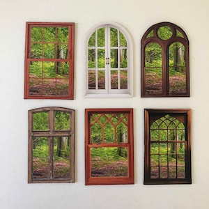 Fenêtres avec vue paysage aux couleurs printanières, jeu de figurines PAPER ONE