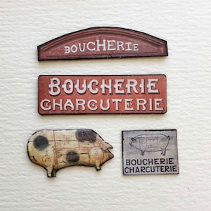 Casa de muñecas Boucherie francesa o carnicería Reproducciones en papel en miniatura de carteles antiguos