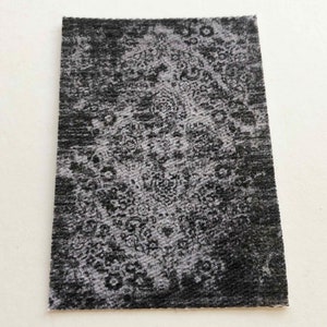 Distressed Black and Gray Dollhouse Miniature Rectangular Rug in Sizes to Suit Several Scale Rooms