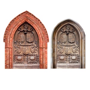 Miniature PAPER Massive Carved  Castle  Door in Your Choice of Two Styles and Three Sizes