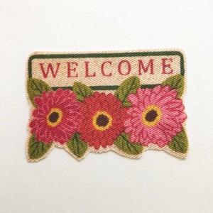 Miniature WELCOME  Door Mat with Flowers in Three  Scale Sizes