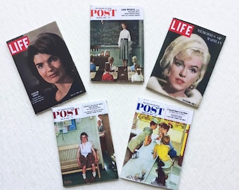 Miniature Magazines Life and Post 50s and 60s  Dollhouse 1:12 Scale