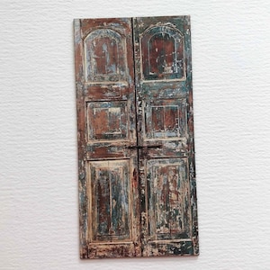Miniature Shabby Grungy Wood Look Faux Paper Prop Door or Wall Decor 1/48, 1/24 or 1/12 Scale Sizes