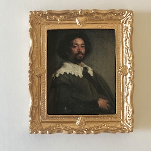 Goud ingelijst miniatuurportret van de tot slaaf gemaakte zwarte man Juan de Pareja van kunstenaar Velazquez