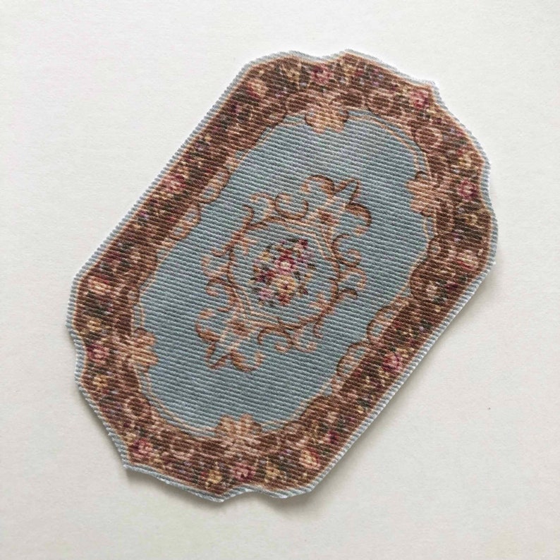 Miniature Elegant Shaped Rug in Choice of Colors and Sizes to Fit Most Scales aqua