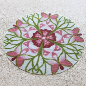 Dollhouse Miniature Round Pink Green Butterfly Rug