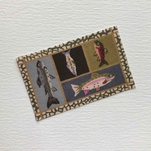 Fish Theme Miniature Rug: Cabin Beach House Dollhouse (1/24, 1/12, 1/6 Scale)